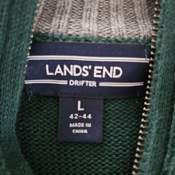 Land's End Quater 1/4 Zip Large Green - Picture 3 of 3